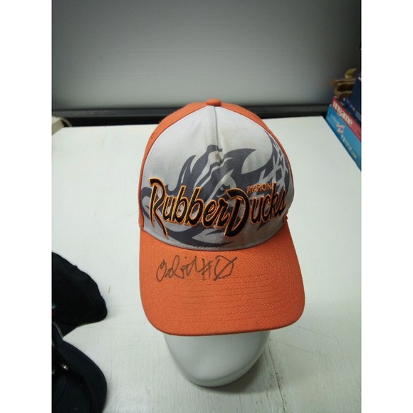 '47 MLBL Akron Rubber Ducks Baseball Cap,Orange w/Logo Autographed - Picture 1 of 3